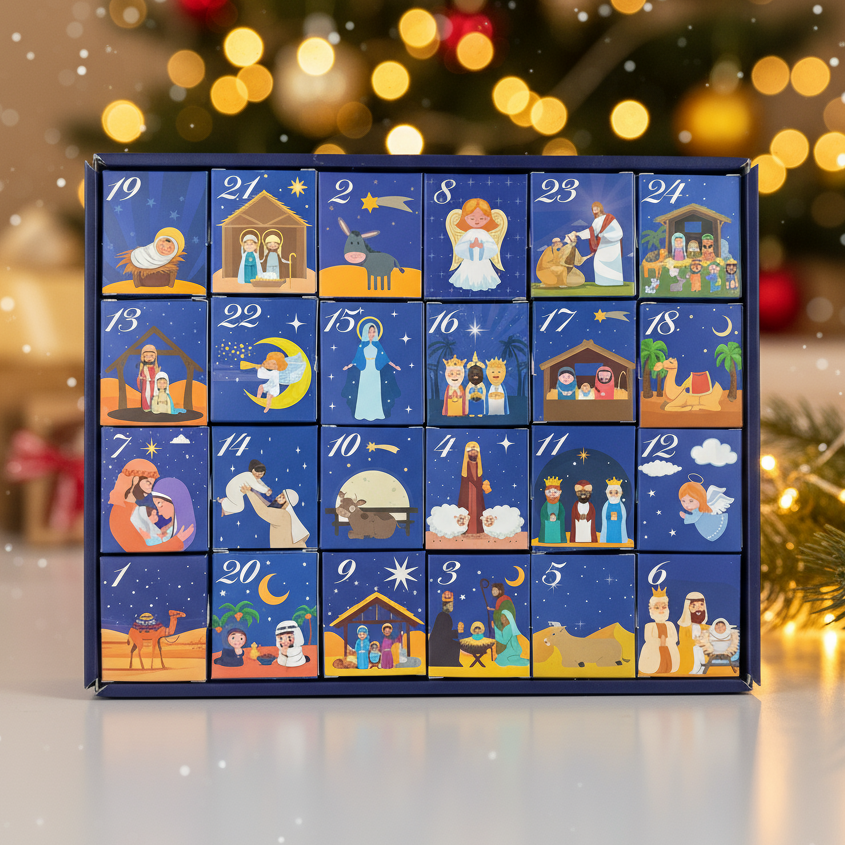 Professional opened advent calendar product photo